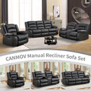 Bonzy Home Faux Leather Manual Recliner Sofa Set, Recliner Chair, Loveseat Reclining Sofa and 3 Seat Recliner Sofa, Couch Furniture Set for Living Room, Meeting Room, Black(Recliner+Loveseat+Sofa)