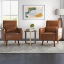 Ebello Set of 2 Accent Chair Modern PU Leather, Cozy Reading Armchair, Wood Legs-Wood Grain, for Adult, Retro Brown