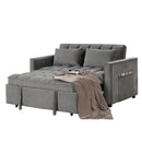 Bonzy Home Convertible Versatile Velvet Sofa Sofa Bed Pullout Bed,55 Inch Couch Adjustable Backrest,Gray