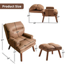 Bonzy Home Modern Accent Chair with Ottoman – Adjustable Backrest, Velvet Fabric Seating for Living Room, Bedroom & Office