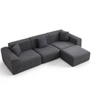 Ebello Oversized Chenille Sectional Sofa, 3-Seater Convertible Modular Couch with Removable Pillows & Ottoman for Living Room, No Assembly Required, Gray