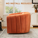 Bonzy Home Swivel Chair with Plump Pillow, Modern Velvet Accent Chair for Living Room Bedroom , Comfy Round Armchair, Orange