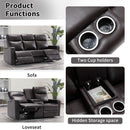 Bonzy Home Electric Power Recliner Sofa Set With Cup Holders, PU Leather 3 Seats, Living Room Furniture Set, Hidden Arm Storage