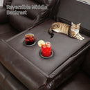 Brown Faux Leather Power Recliner Three-Seat Sofa