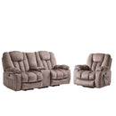 Ebello Power Lift Recliner Set, Power Recliner with Heat & Massage, Electric Reclining Loveseat with Storage Console, Hidden Cup Holders, USB & Type-C for Living Room, Light Brown