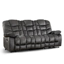 Ebello 85" 3-Seater Manual Reclining Sofa, Soft Fabric Recliner Couch with Padded Headrest & Armrests, Overstuffed Recliner for Living Room, Gray
