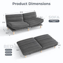 Bonzy Home Convertible Futon Sofa Bed, 3-Position Adjustable Armrests & Reclining Backrest for Small Living Room, Office, Apartment, Gray