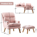 Bonzy Home Modern Accent Chair with Ottoman – Adjustable Backrest, Velvet Fabric Seating for Living Room, Bedroom & Office