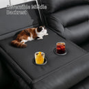 Black Faux Leather Power Recliner Three-Seat Sofa