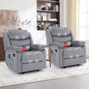 Bonzy Home Modern Comfort Reclining Chair Set of 2, Breathable Fabric Recliner Chairs with Massage & Heating, Gray