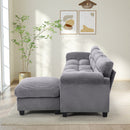 Bonzy Home Convertible Sectional Sofa With Ottoman, Ultra‑Comfort Seating – Configurable for Living Room & Family Room; Gray