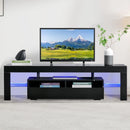 Bonzy Home TV Stand with LED Light High Glossy Modern TV Unit Media Console with Storage, Black