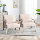 Ebello Mid Century Modern Accent Chair, Set of 2, with Fabric Upholstered for Living Room, Beige