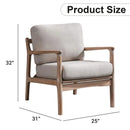 Bonzy Home Design Accent Chair, Comfy Fabric Armchair with Solid Wood Frame & Removable Cushions, Upholstered Reading Chair for Living Room Bedroom, Beige