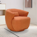 Bonzy Home 30" Wide Adult Contemporary Mid-Century Modern Velvet Solid Swivel Chair with Cushion, Orange