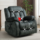 Bonzy Home 37" Wide Adult Overstuffed Soft Velvet Manual Swivel Recliner Chair for Living Room,Dark Gray