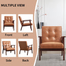 Bonzy Home Accent Chair Mid Century Modern Upholstered Armchair with Wood Frame for Living Room Bedroom Study Room, Easy Assembly, Brown