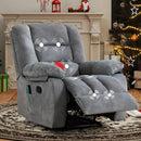 Bonzy Home 40" Wide Adult Contemporary Solid Color Velvet Manual Recliner Chair with Heating&Massage for Living Room,Light Gray