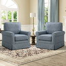 Bonzy Home 30" Wide Bohemian Cotton Blend Vertical Blue Stripe Sloped Arm Swivel Accent Chairs for Adults,Blue(Set of 2)