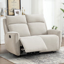 Bonzy Home Fabric Manual Loveseat Recliner with Center Console, Hidden Storage & Cup Holders — Dual Manual Reclining Sofa for Living Room & Meeting Room