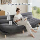 Bonzy Home Convertible Futon Sofa Bed, 3-Position Adjustable Armrests & Reclining Backrest for Small Living Room, Office, Apartment, Gray