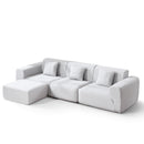 Ebello Oversized Chenille Sectional Sofa, 3-Seater Convertible Modular Couch with Removable Pillows & Ottoman for Living Room, No Assembly Required, Beige