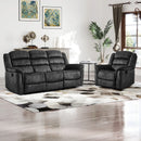 Bonzy Home Manual Recliner Sofa Set – Fabric Reclining Living Room Furniture with Recliner Chair & 3-Seat Sofa Gray