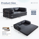 Ebello 79" Convertible Sofa Bed, Modular Loveseat Sleeper with Fixed Frame & Removable Armrests, No Assembly Required for Small Spaces, Dark Gray
