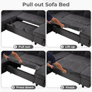 Ebello L-Shaped Sectional Sofa with Pull Out Bed, Storage Under Seat, Cup Holders, USB Ports & Side Pockets, Convertible Couch Bed for Living Room, Gray