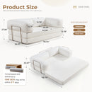 Ebello 79" Convertible Sofa Bed, Modular Loveseat Sleeper with Fixed Frame & Removable Armrests, No Assembly Required for Small Spaces, White