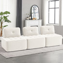 Bonzy Home 3-Seater Modular Sofa Couch Set, Variable Sectional Sofa with Oversized Soft Seat, Free Combination Armless Sectional Sofa Couch for Living Room, Bedroom (Cream, 3PCS)
