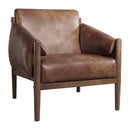 Ebello Mid Century Modern Accent Chair Soft Armrest Breathable Faux Leather Upholstered Armchair with Solid Wood Frame for Living Room and Bedroom, Brown