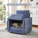 Ebello Swivel Accent Chair with Hidden Storage - Fully Assembled, Plush Fabric Upholstered Single Sofa ,Armchair for Living Room, Reading, Blue (1-Pack)