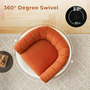 Bonzy Home Swivel Chair with Plump Pillow, Modern Velvet Accent Chair for Living Room Bedroom , Comfy Round Armchair, Orange