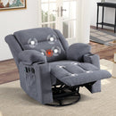 Bonzy Home Heated Massage Recliner with Cup Holder Padded Breathable Fabric Manual Reclining Chair with USB Ports, Home Theater Seating, Gray