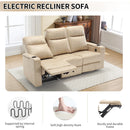 Bonzy Home Electric Power Recliner Sofa Set With Cup Holders, PU Leather 3 Seats, Living Room Furniture Set, Hidden Arm Storage