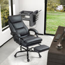 Bonzy Home Reclining Office Chair with Footrest, Ergonomic High Back Executive Chair, Adjustable Height, Lumbar Pillow, PU Leather, Quiet Wheels