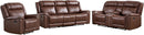 EBELLO Brown 6-Seater Manual Recliner Sofa Set, Faux Leather Reclining Chair, Loveseat and 3-Seater Couch with Cup Holders, Mid-Century Modern Living Room Sectional Set (Brown)