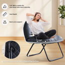Bonzy Home Casual Chair Patio Accent Chair Upholstered Metal Frame Portable Chair Bedroom Side Chair Picnic Home and Garden Chair Black