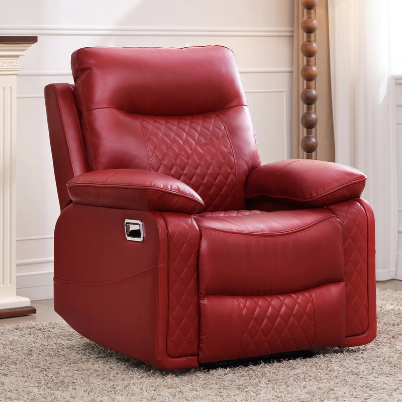 BonzyHome Recliners Single Recliner Chairs for Adults, Reclining Chair Manual Sofas for Living Room Overstuffed Home Theater Seating PU Leather Reclining Furniture, Red