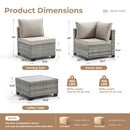 Ebello 7-Piece Modular Conversation Set, Outdoor Patio Sectional Sofa with Glass Coffee Table, Rattan Garden Furniture, GLG(Light Gray)
