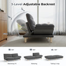 Bonzy Home Convertible Futon Sofa Bed, 3-Position Adjustable Armrests & Reclining Backrest for Small Living Room, Office, Apartment, Gray