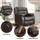 Bonzy Home Power Recliner Chair, Oversized Electric Leather Reclining Chair with Thick Cushion, USB Charge Port, Comfortable Single Sofa for Living(recliner) Room, Brown