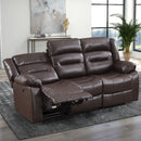 Brown Faux Leather Power Recliner Three-Seat Sofa