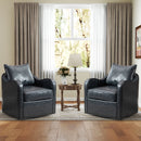 Bonzy Home Swivel Accent Chair Set of Two with Throw Pillow Mid Century Faux Leather Modern Armchair for Living Room and Bedroom