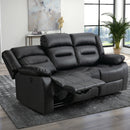 Black Faux Leather Power Recliner Three-Seat Sofa