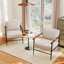 Bonzy Home 27" Wide Upholstered Wooden Armchair with Metal Legs & Pillow, Set of Two