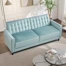 Bonzy Home Loveseat Mid Century Convertible Sleeper Sofa Modern Velvet Uphostered Tufted Couch with Adjustable Backrest, Green