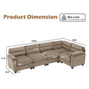 Bonzy Home Convertible Sectional Sofa, L‑Shaped Couch, Ultra‑Comfort Seating – Configurable for Living Room &amp; Family Room; Brown