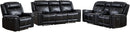 EBELLO Black 6-Seater Manual Recliner Sofa Set, Faux Leather Reclining Chair, Loveseat and 3-Seater Couch with Cup Holders, Mid-Century Modern Living Room Sectional Set (Black)